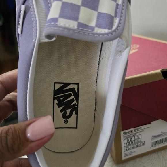 Vans Lavender and White Checkered Slip-Ons - Picture 2 of 6